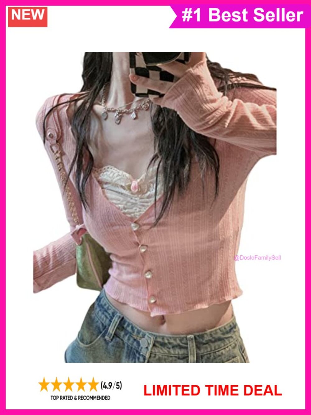 Lace Trim V-Neck Long Sleeve Crop Top Fairy Y2K Slim Fit Pullover